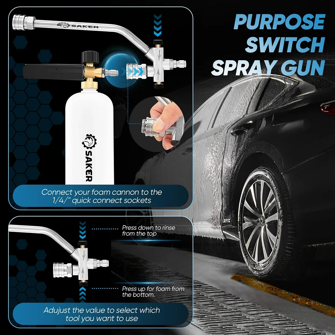 Saker Foam Cannon Dual Connector Accessory Pressure Washer Gun – Car Wash Etc.