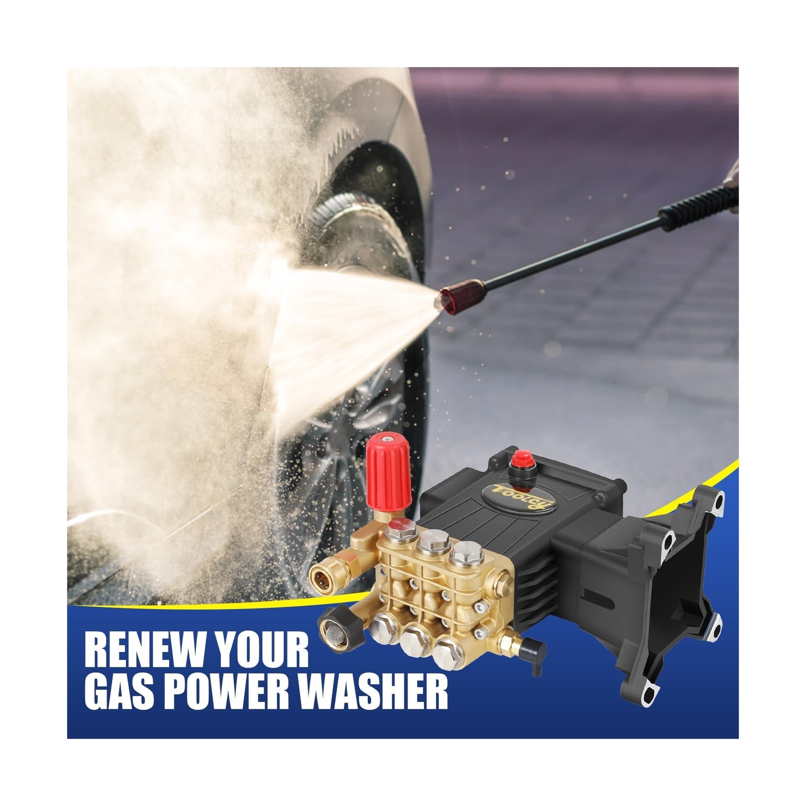 Pressure Washer Pump 3600-4400 PSI Max 4.4 GPM, 1 inch Shaft Horizontal Tripl…