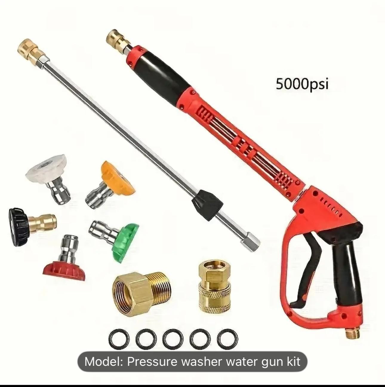 Cleaning Gun with Replacement Wand, 5 Nozzle Heads, M22 Connector, 39 Inches