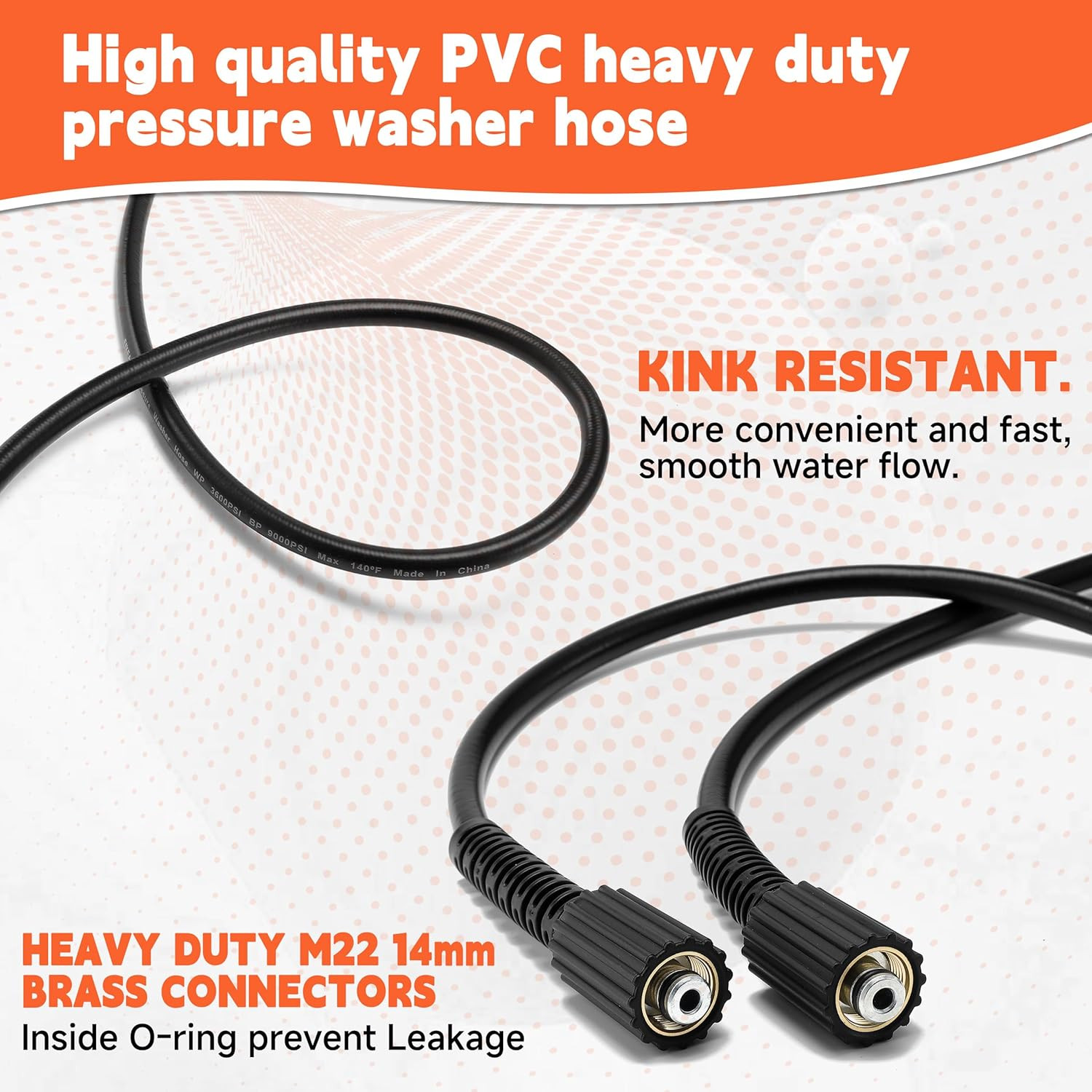 Pressure Washer Gun and Hose Kit 50 Ft 3600 PSI M22 14mm Wand Set