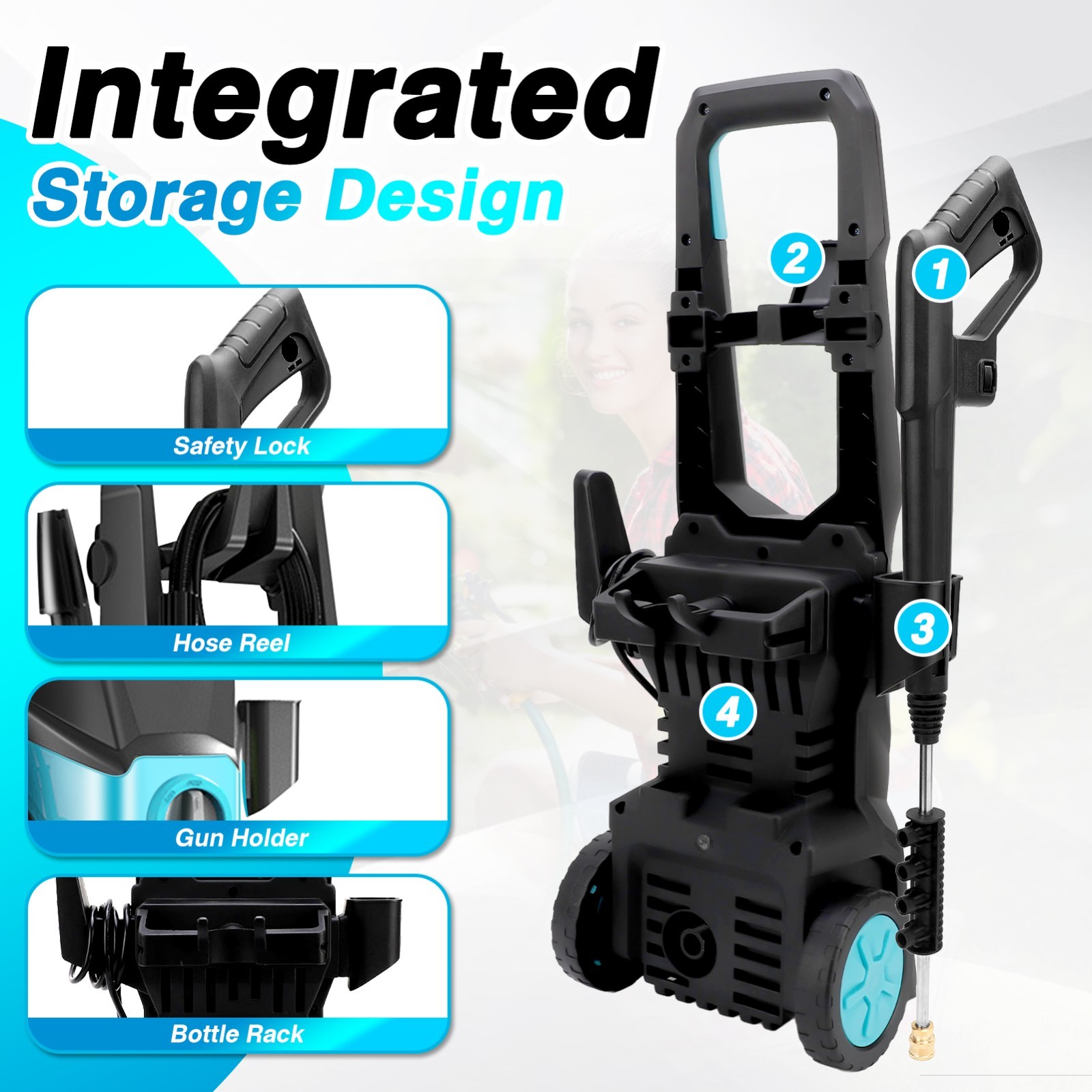 4200PSI 2.4 GPM Portable High-Pressure Washer Power Cleaner Car Washing Machine