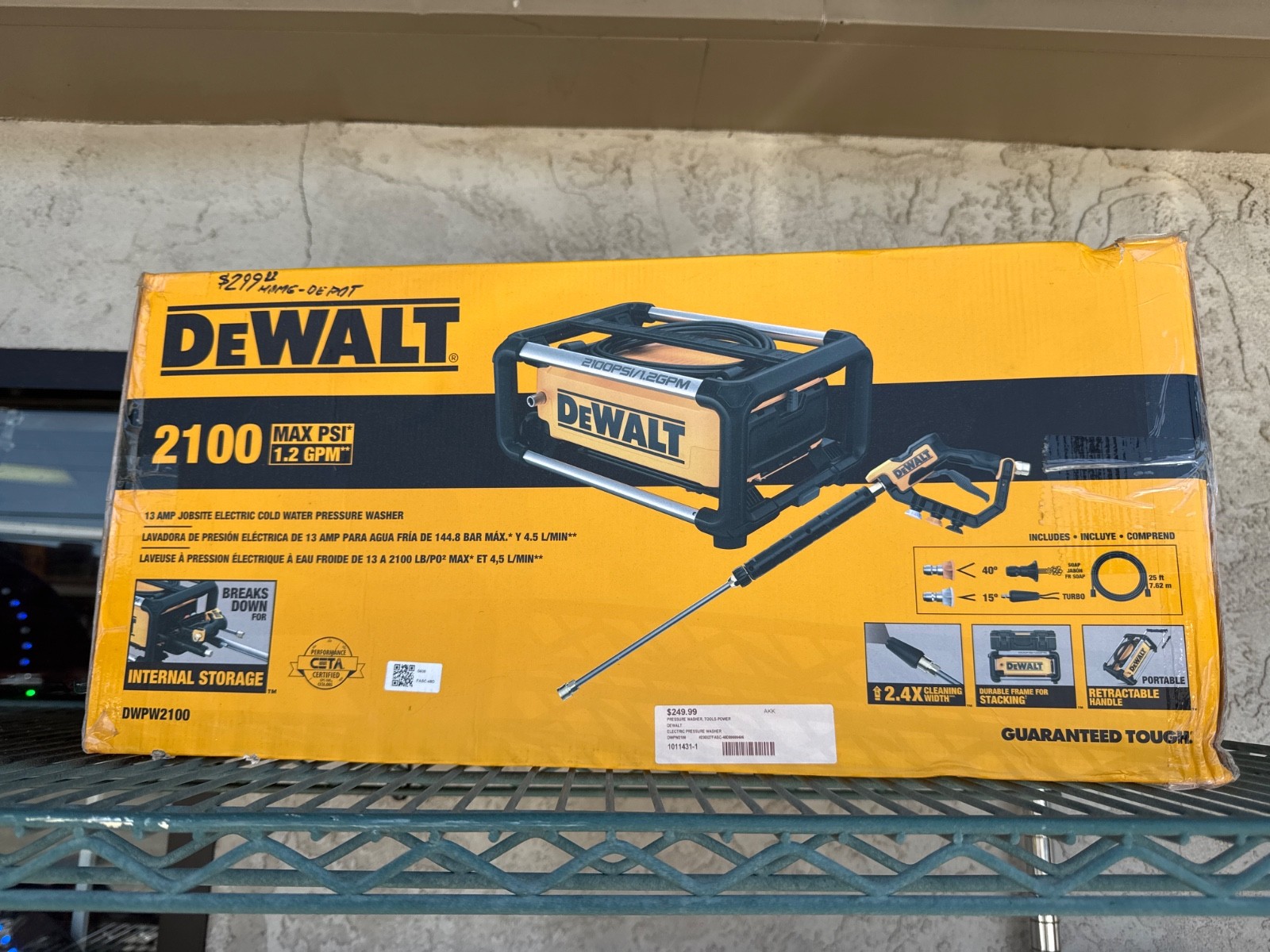 DEWALT DWPW2100 Pressure Washer 2100PSI Electric Cold Water Tool NEW