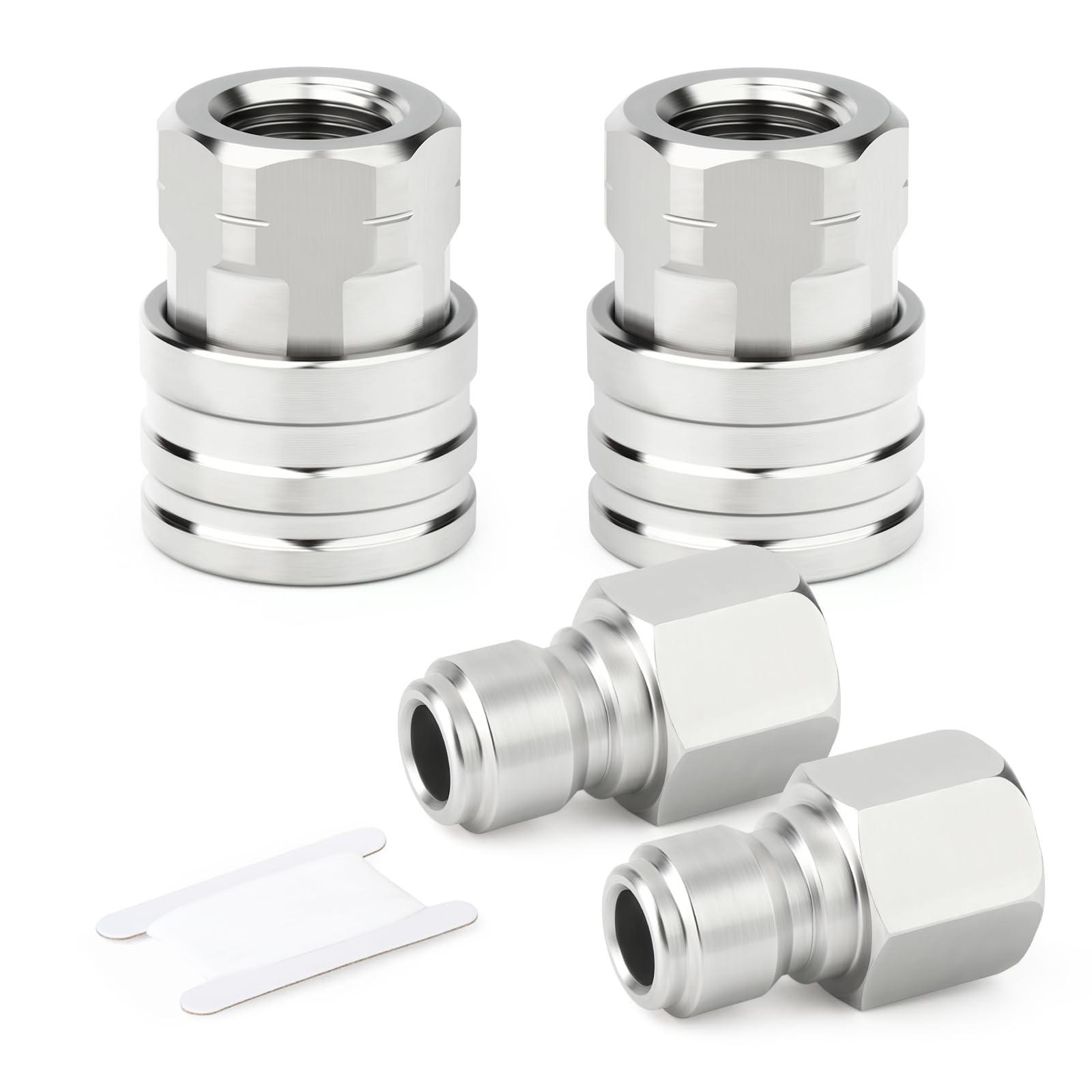 4 PCS 304 Stainless Steel Pressure Washer Adapter Kit Quick Connect 1/4 Inch