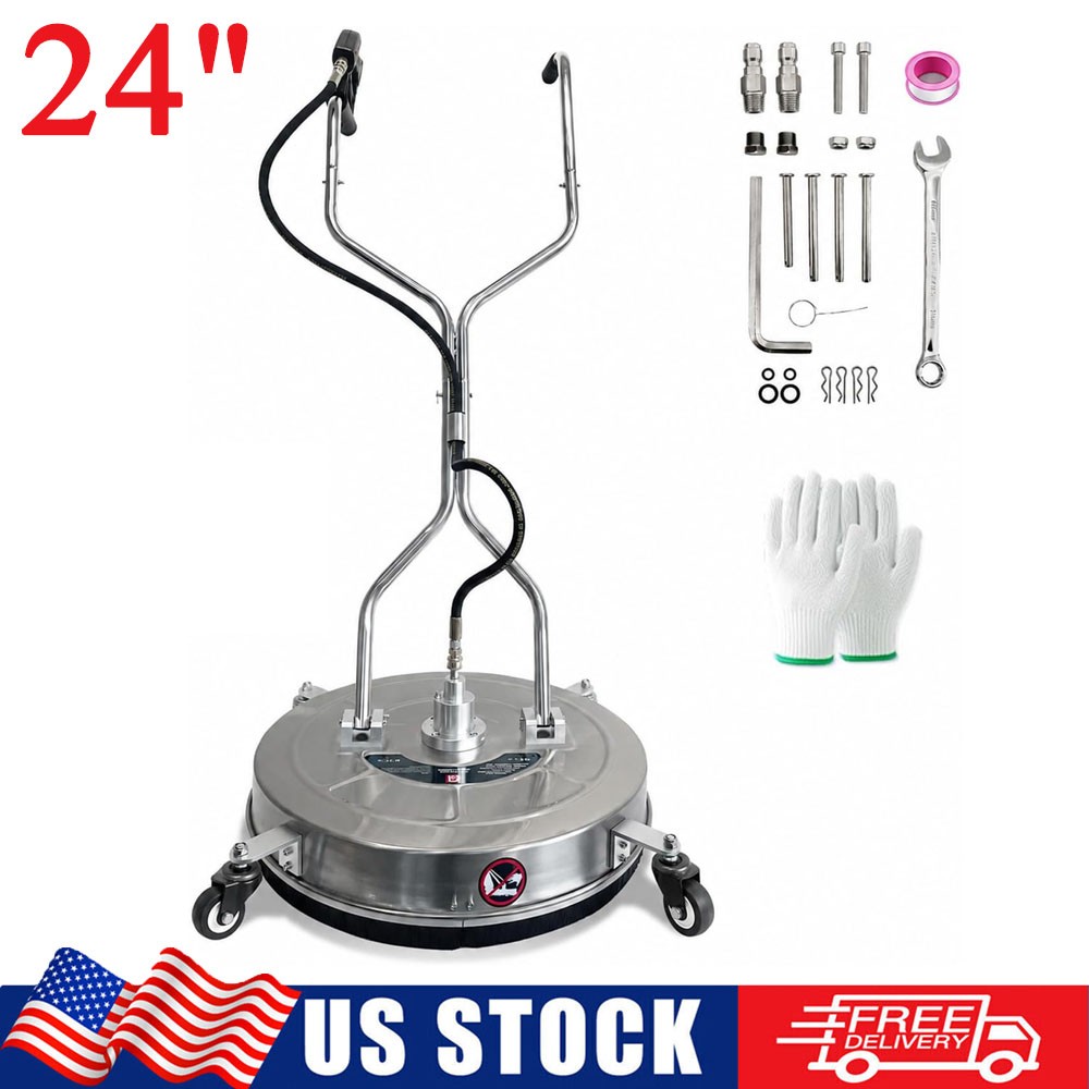24″ Pressure Washer Surface Cleaner with Dual Handles and 4 Wheels Quick Connect