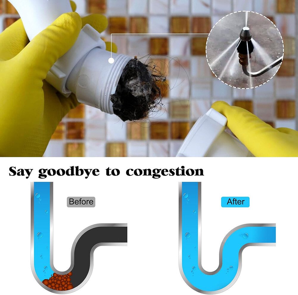 High-pressure Sewer Cleaning Tool Nozzle 5000psi Pipe Cleaner 1/4 Inch Connector