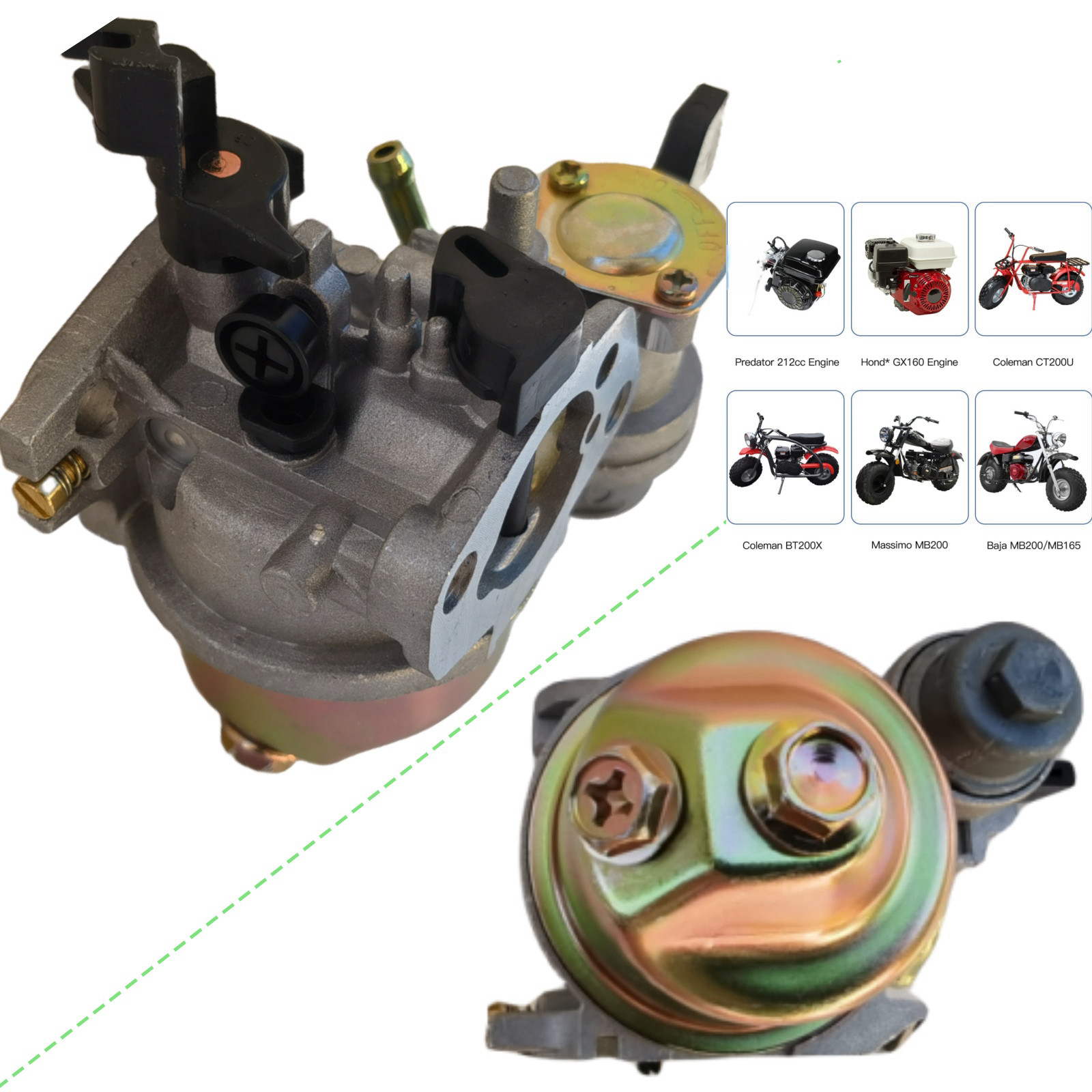 Carburador de lavadora a presión Homelite 179cc 180cc DJ165F 2700PSI 2.3GPM UT80