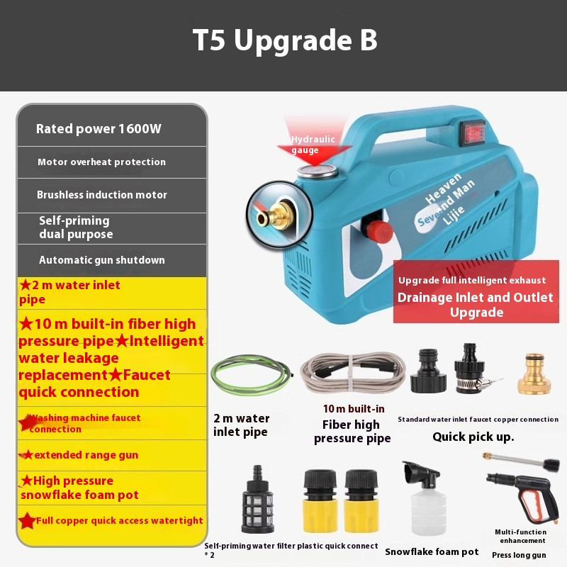 High Pressure Water Pump Automatic Pure Copper Portable Water Gun Brush