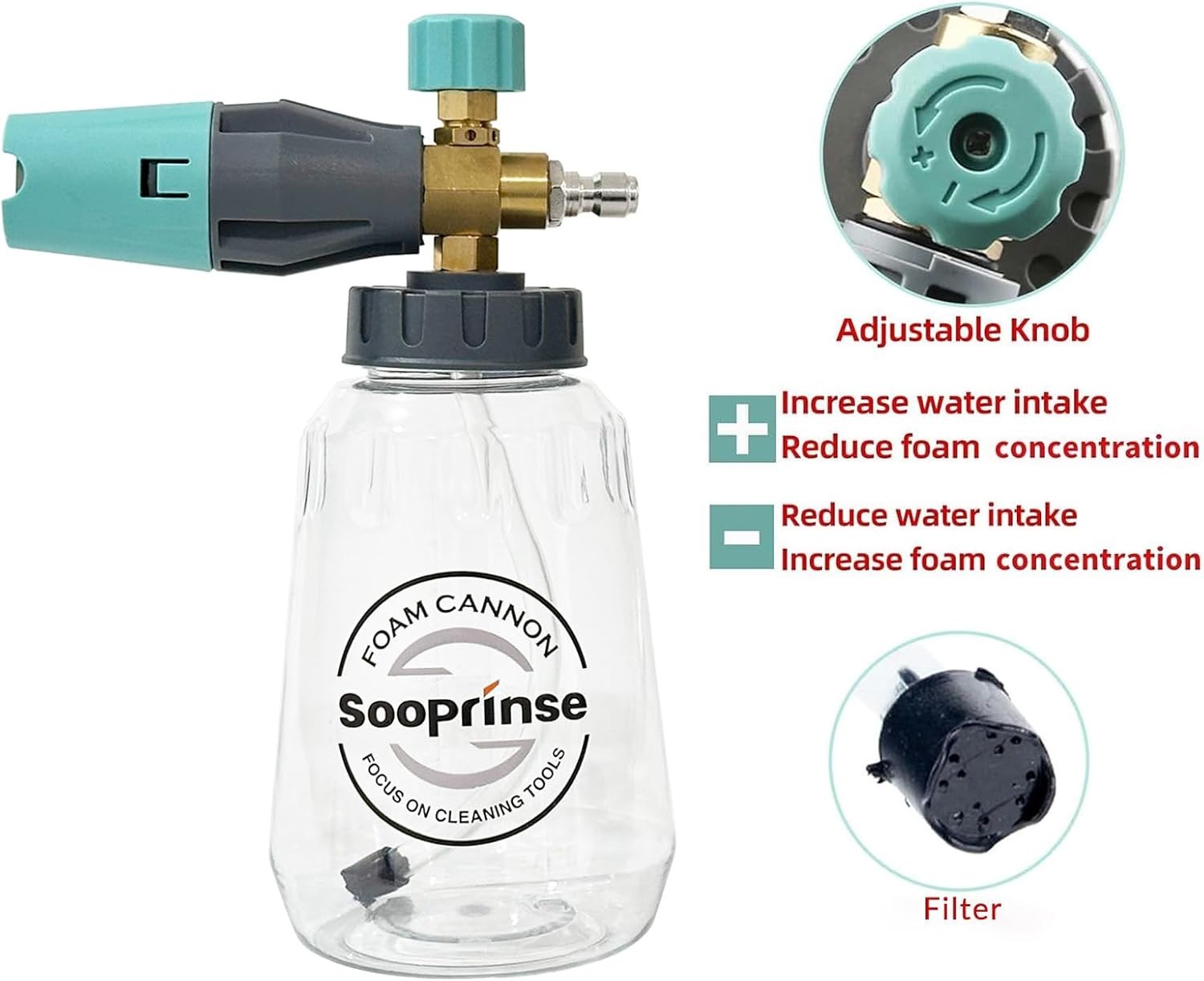 Compact High-Pressure Washer Gun with Adjustable Foam Cannon & 0.98 lb Weight