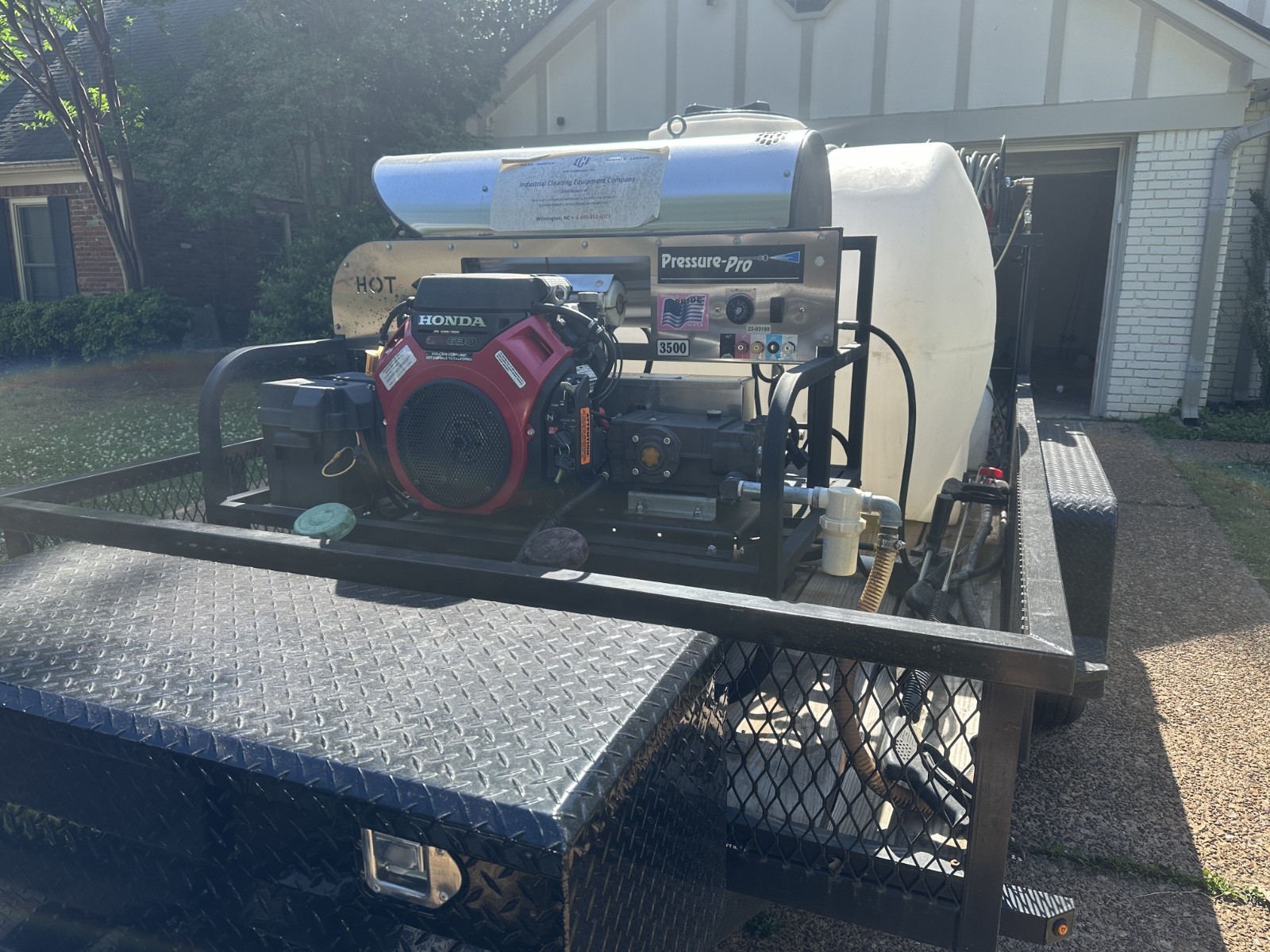 Pressure washing trailer