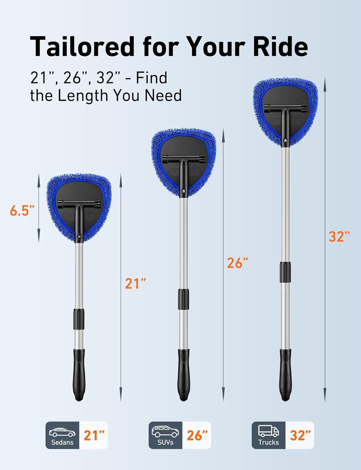 21″ Windshield Cleaner Tool Car Interior Detailing Cleaning Kit with Extendable