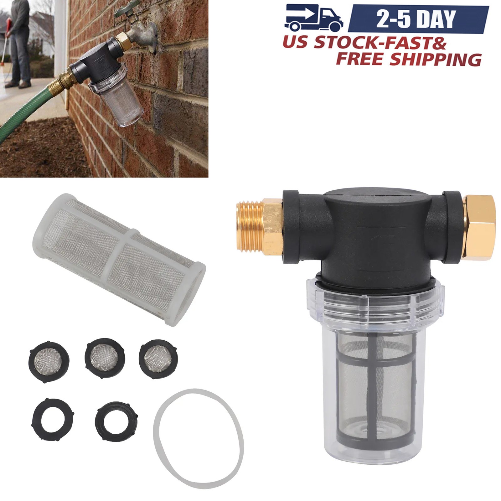 Garden Hose Inlet Filter Inline Water Pressure Washer Sediment Washing Machine