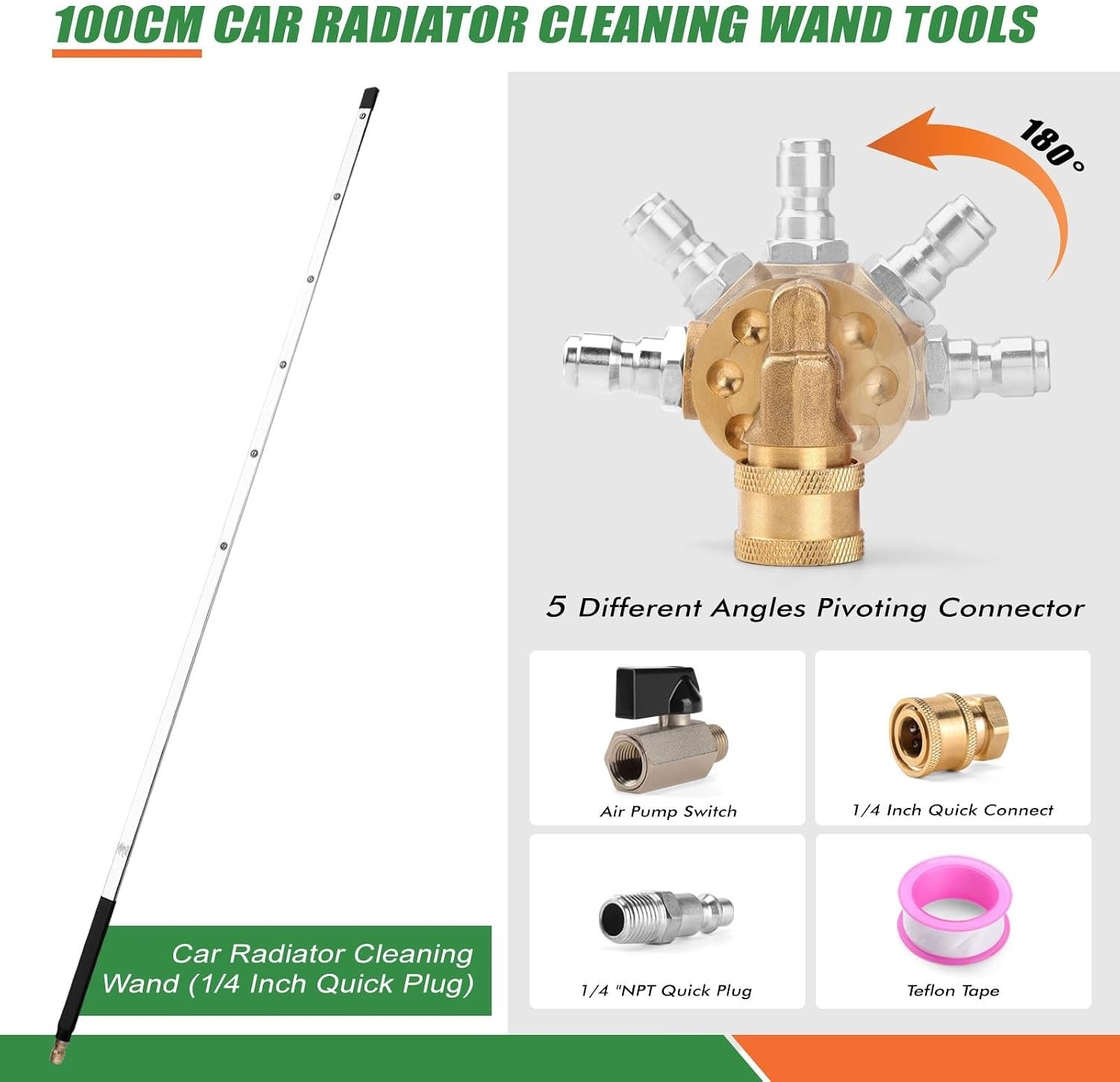 40 Inch Pressure Washer Wand for Car Radiator Cleaning Tools, Dual use
