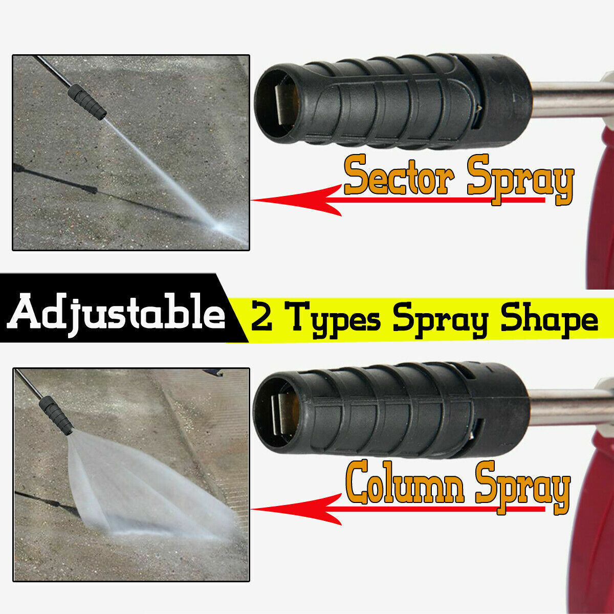 High Pressure Power Washer Water Spray Gun Nozzle 2 Mode G1/4 Thread Adapter