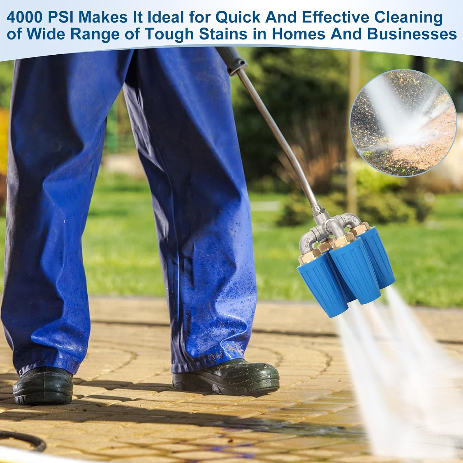 Quadruple Turbo Nozzle Pressure Washer with Gloves, 360° Rotating Turbo Nozzle w