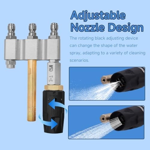 Adjustable M5 Twist Nozzle for Pressure Washer – 3-in-1 Long Range Tip, 1/4″ Qui
