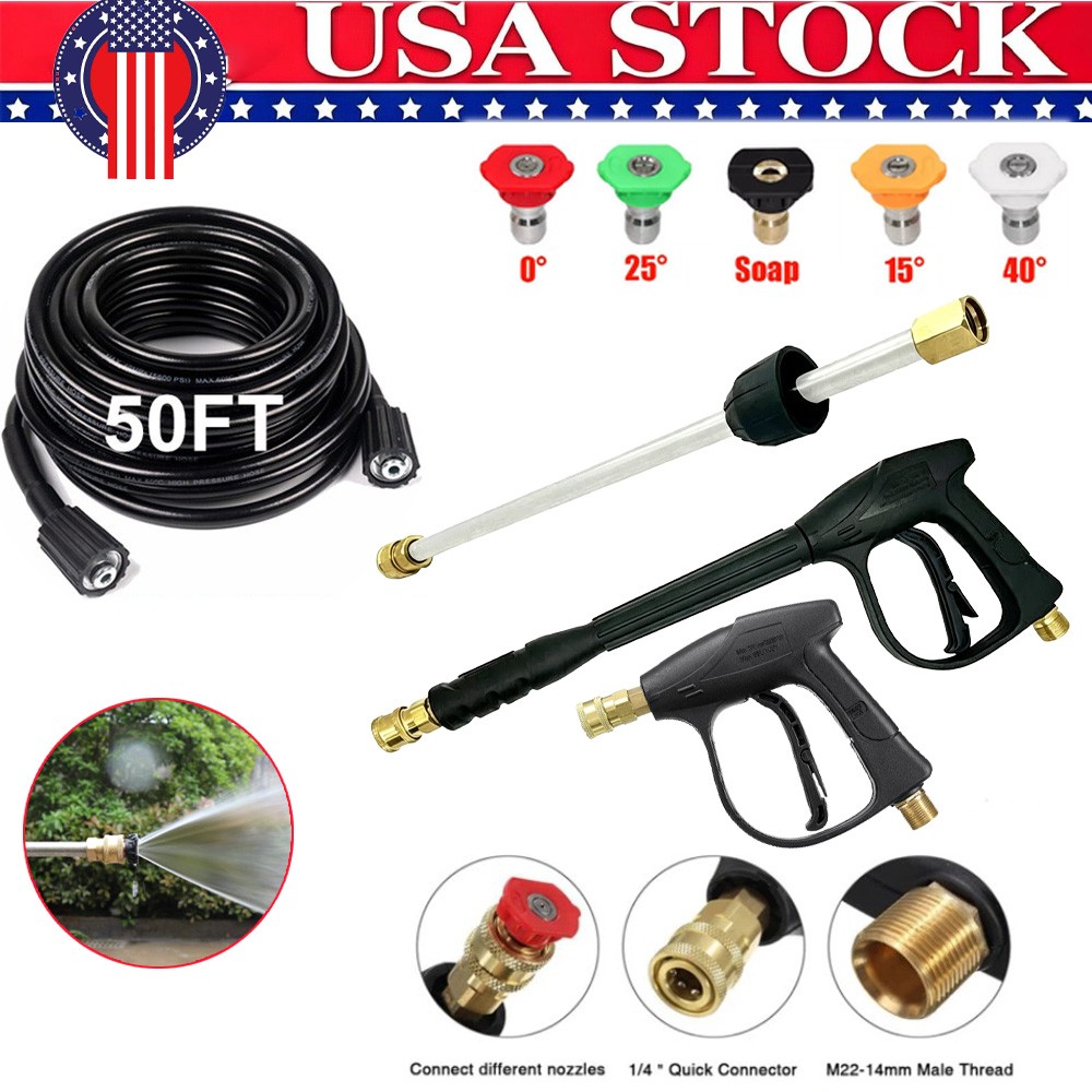 High Pressure 4000PSI Car Power Washer Gun Spray Wand Lance Nozzle and Hose Kit