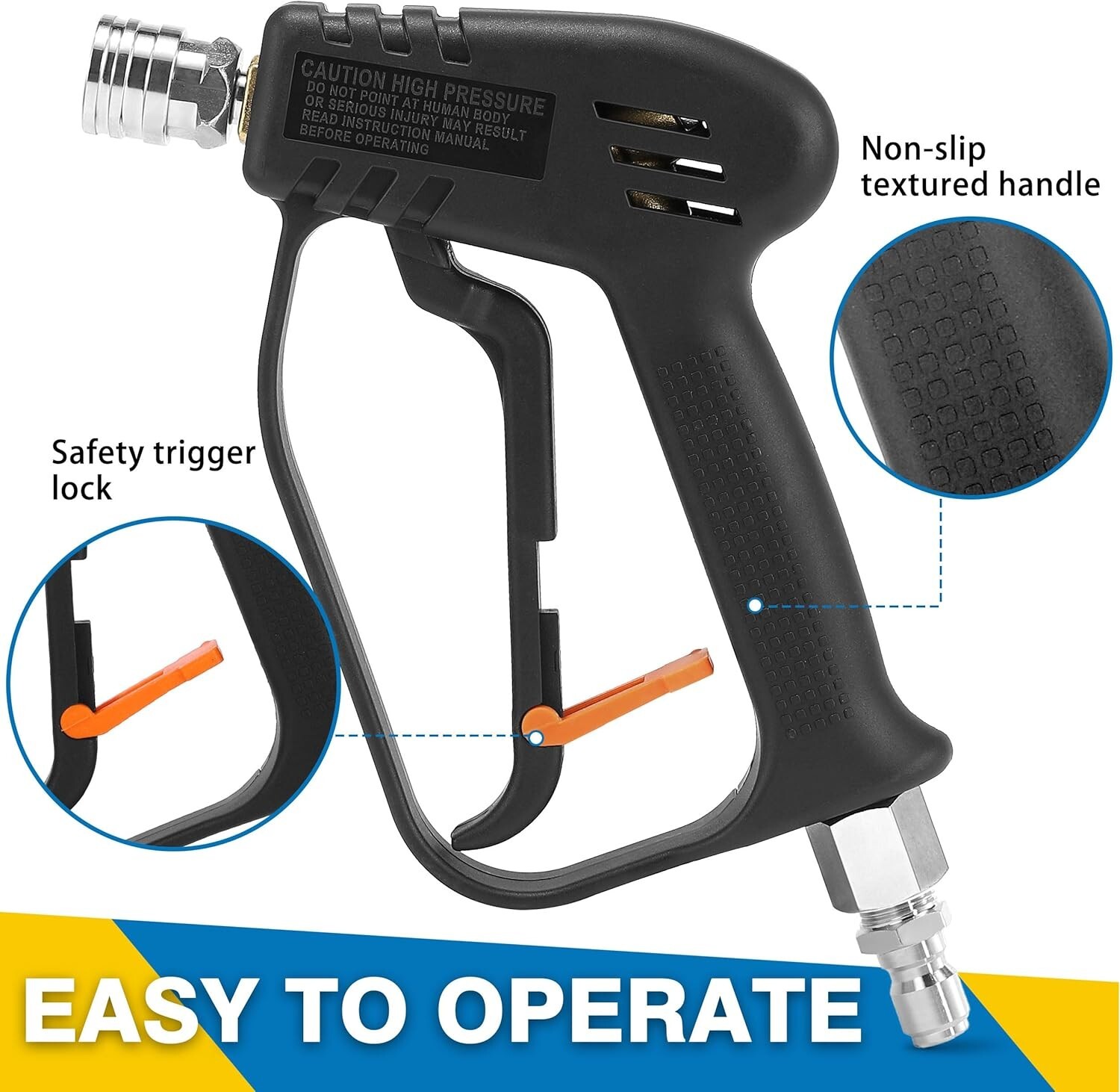 Compact Universal Pressure Washer Gun with Trigger Lock and 4000 PSI Capability