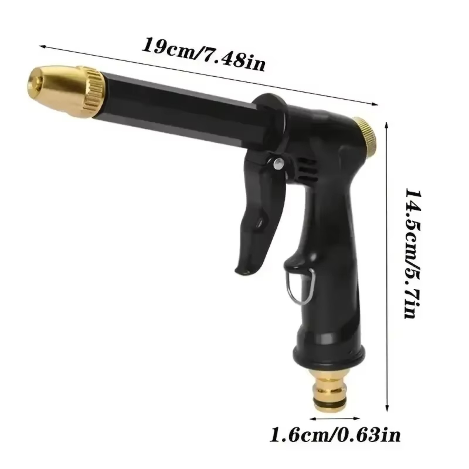 High Pressure Water Gun – 360° Rotating Nozzle, American Thread for Car & Patio