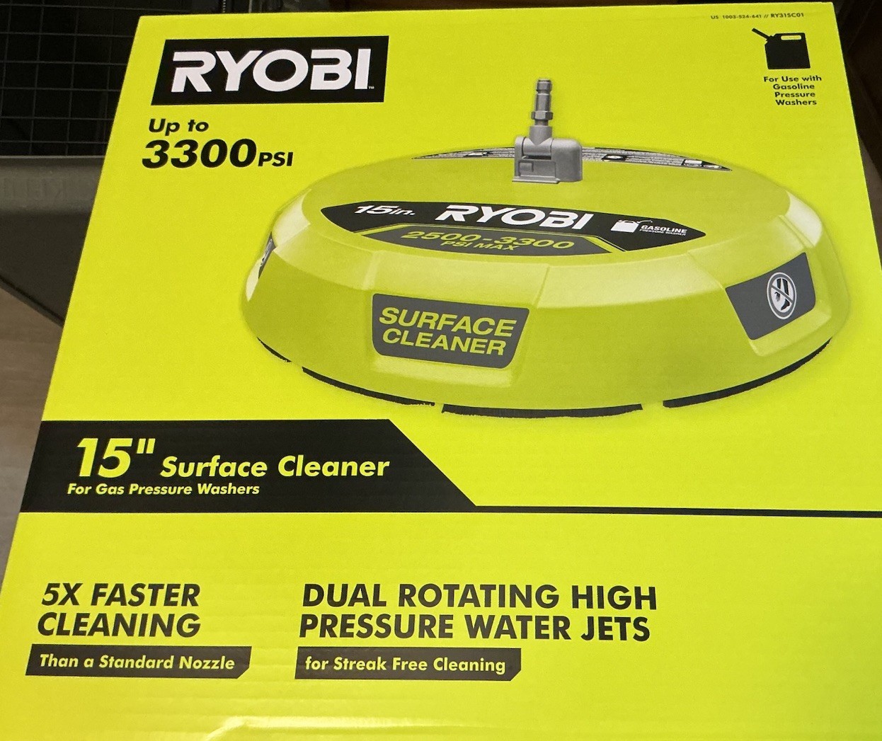 Ryobi RY31SC01 15 in. 3300 PSI Surface Cleaner for Gas Pressure Washer NEW