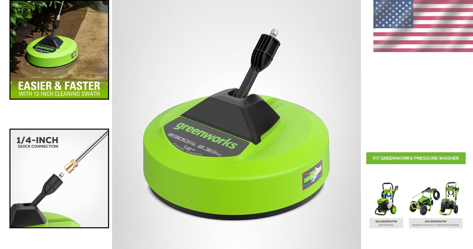 Effortless Outdoor Cleaning: 12-Inch Pressure Washer Surface Cleaner Attachment