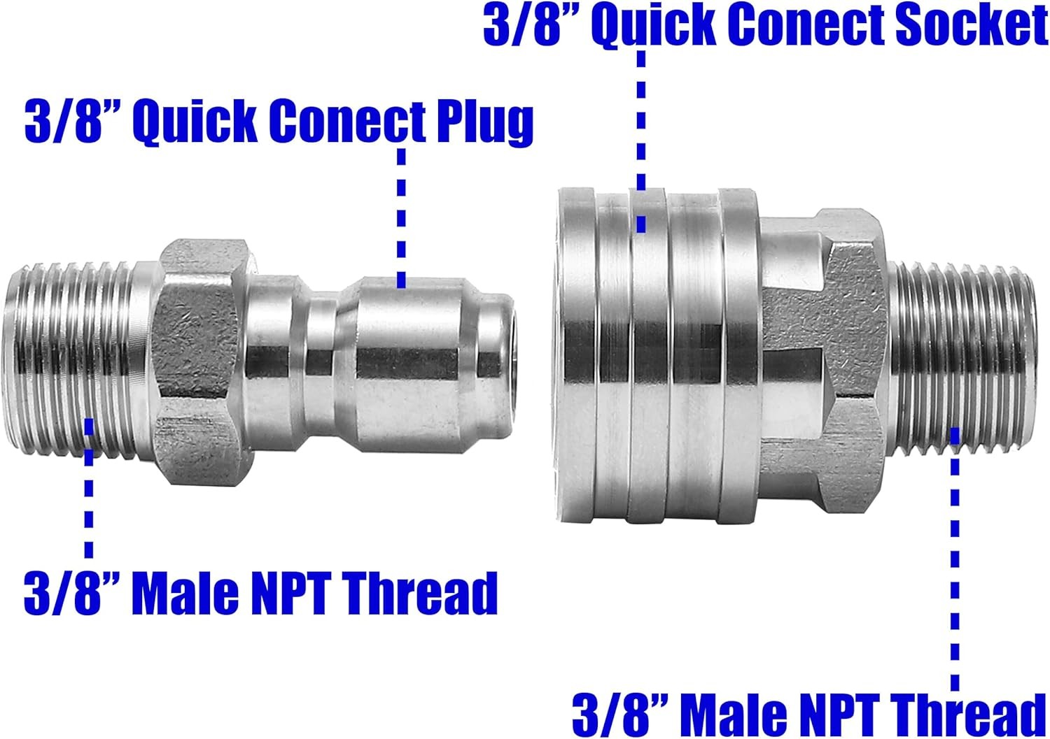 Tool Daily Pressure Washer Adapter Set, Quick Connect Kit, 3/8’’ Male Thread