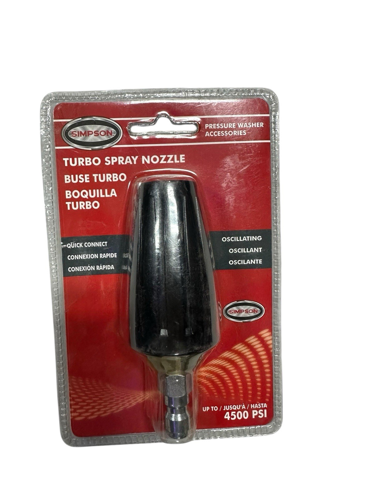 Simpson 80144 Turbo Spray Nozzle, Up to 4500 PSI Quick Connect Oscillating NEW