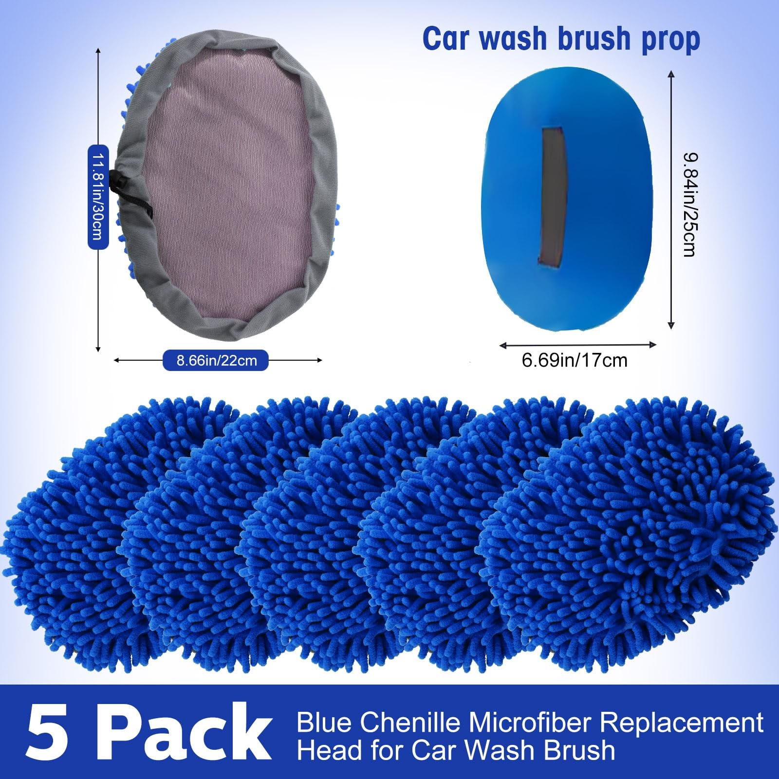 Layhit 5 Pcs Car Wash Mitt Set, Brush Not 9.84 x 6.69 inches, Royal Blue