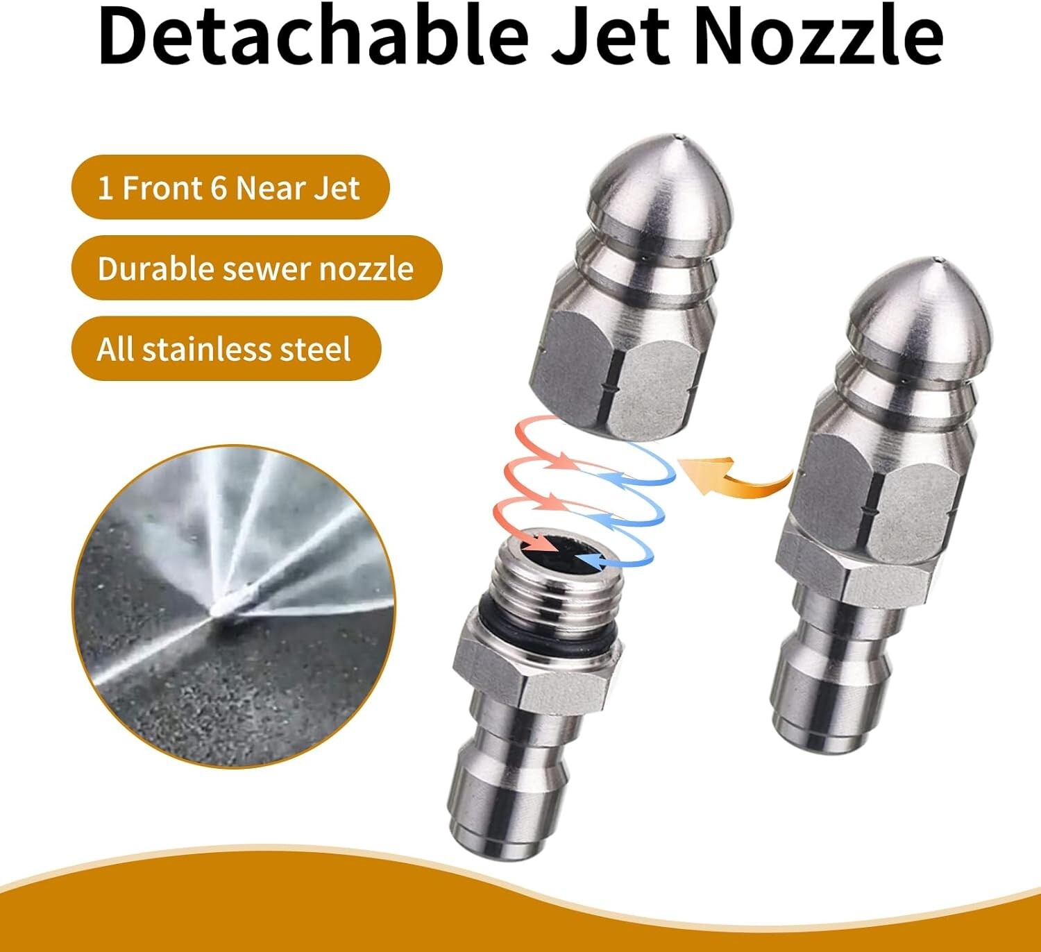 50FT Sewer Jetter Kit for Pressure Washer 4000PSI Drain Cleaner Hose 1/4 Inch
