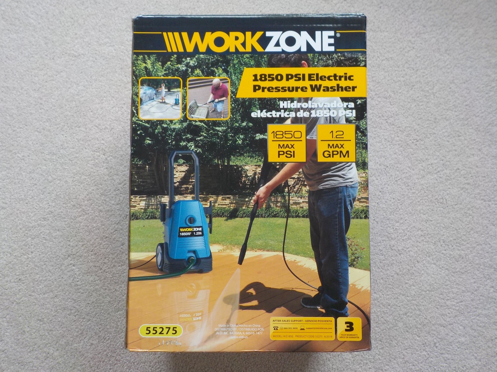 Original WORK ZONE Pressure Washer Model WZ1850 Blue Brand New w/ Box !!!