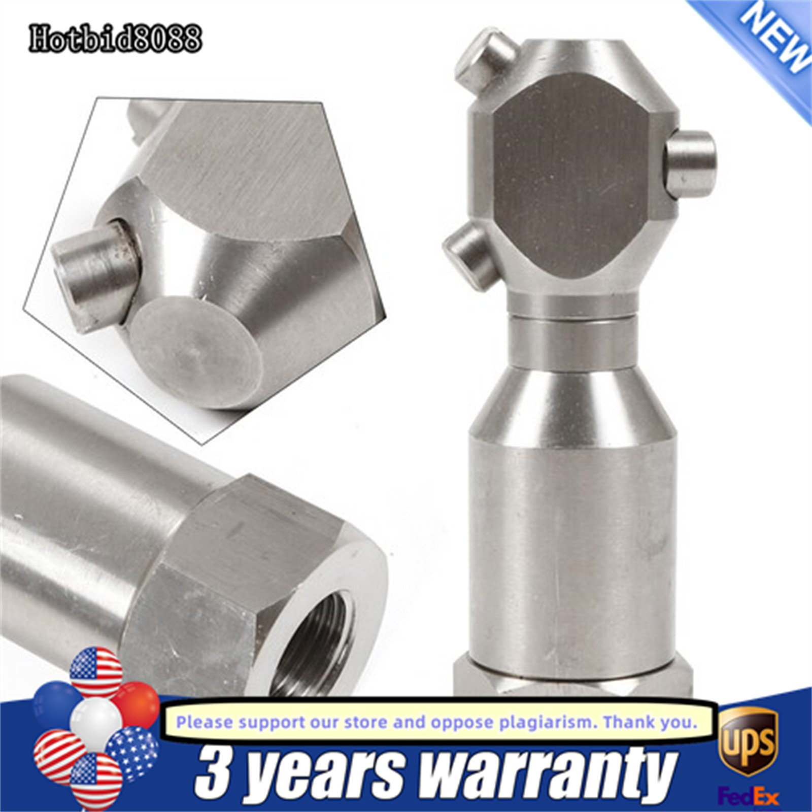 1/2-inch 360 Spinning Jetting Nozzle Drain Sewer Cleaning Jetter Head Stainless