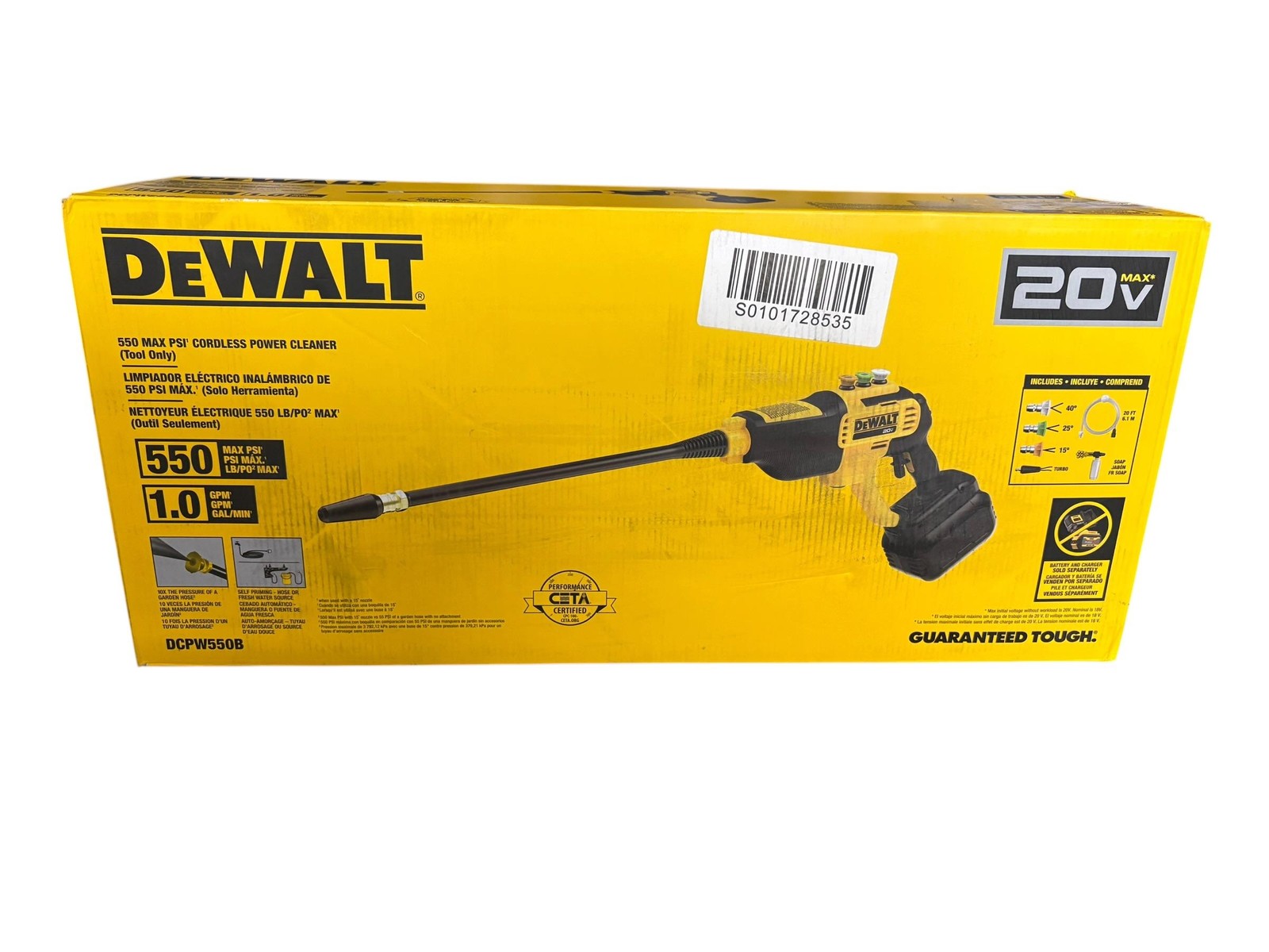 DEWALT DCPW550B 20V MAX 550 PSI Power Cleaner (Tool Only)