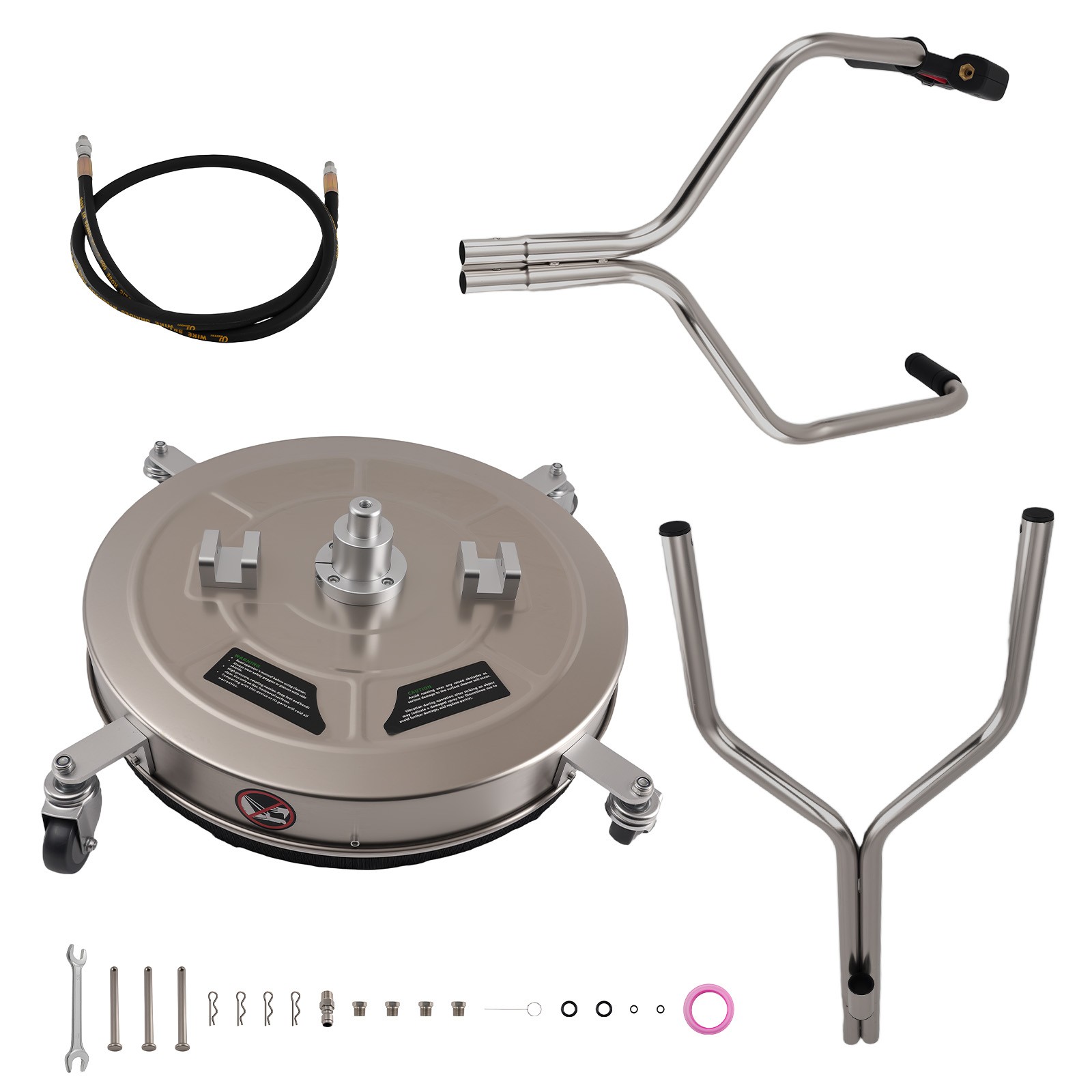 24″ Pressure Washer Surface Cleaner Stainless Steel 4 Wheels Dual Handle