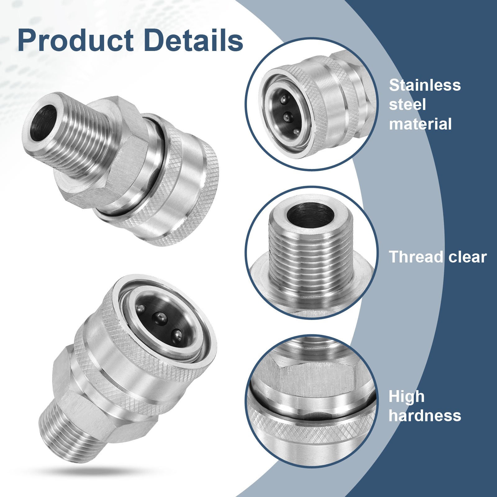 Pressure Washer Adapter, 3/8″ Female Quick Plug to G3/8″ Male Fittings