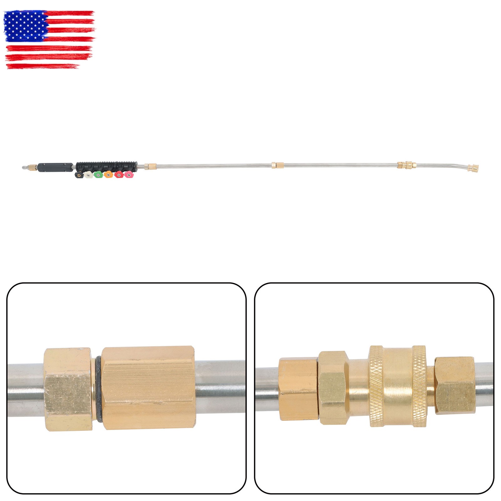 9-Piece 4000 PSI High Pressure Water Gun Extension Rod Wand 1/4’’Quick Connect