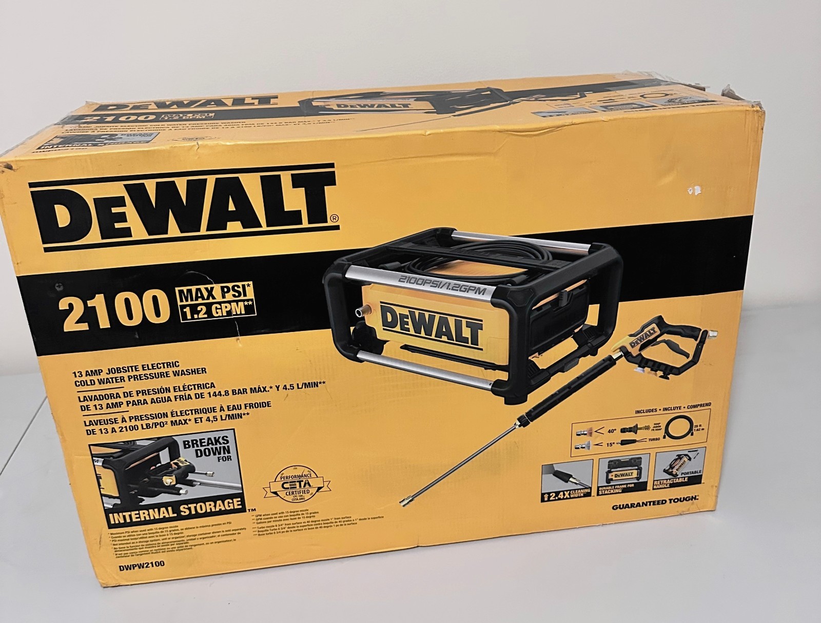 Dewalt 2100 PSI/1.2GPM Pressure Washer