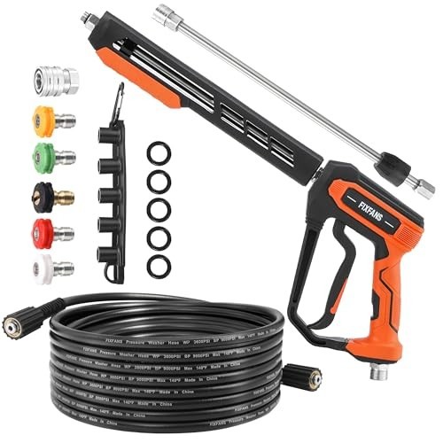 High Power Pressure Washer Gun & Hose Kit, 25FT Hose, 5 Nozzle Tips, M22 Fitting