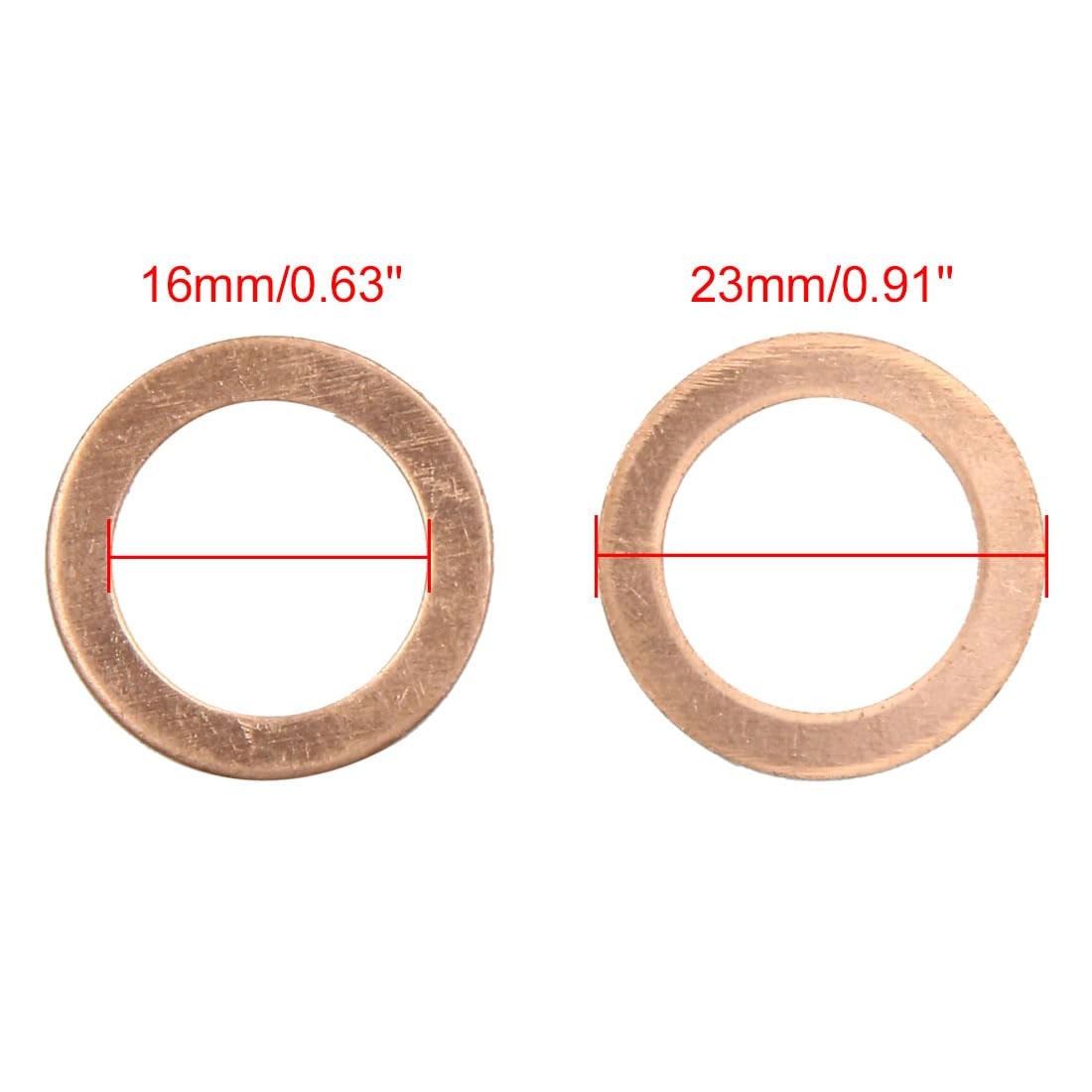 X AUTOHAUX 16mm Inner Dia Copper Crush Flat Washers Car Engine Sealing Gasket…