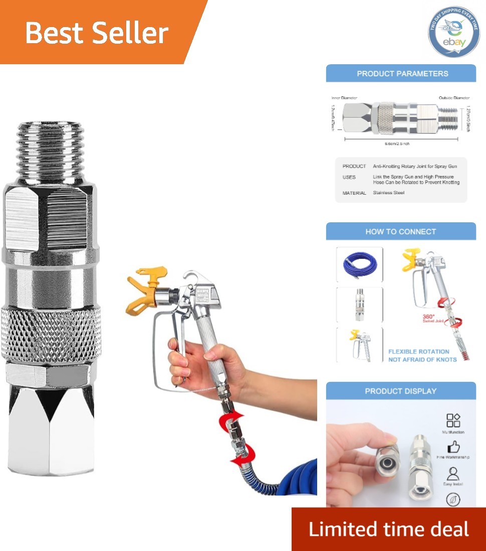 360-Degree Stainless Steel Sprayer Joint for High-Pressure Paint Guns – 1/4 inch
