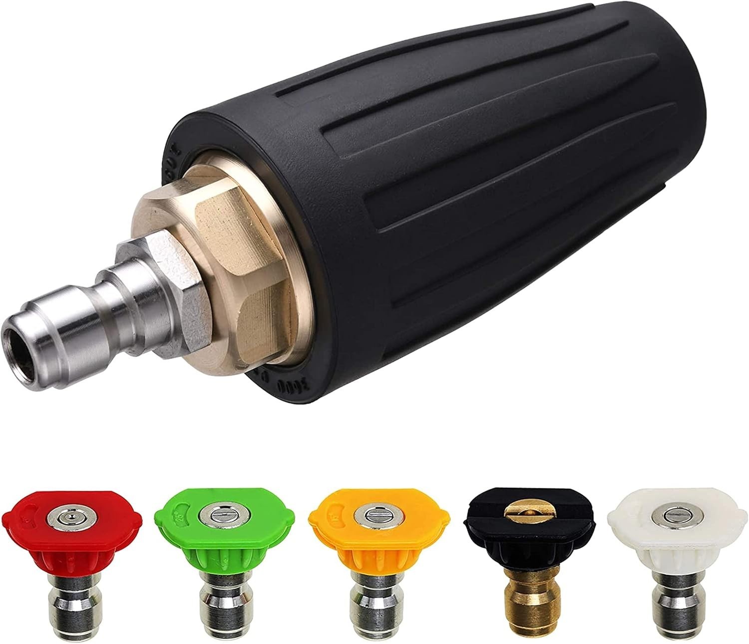 Powerful Pressure Washer Nozzle with Rotating Action and Quick Connect Fitting