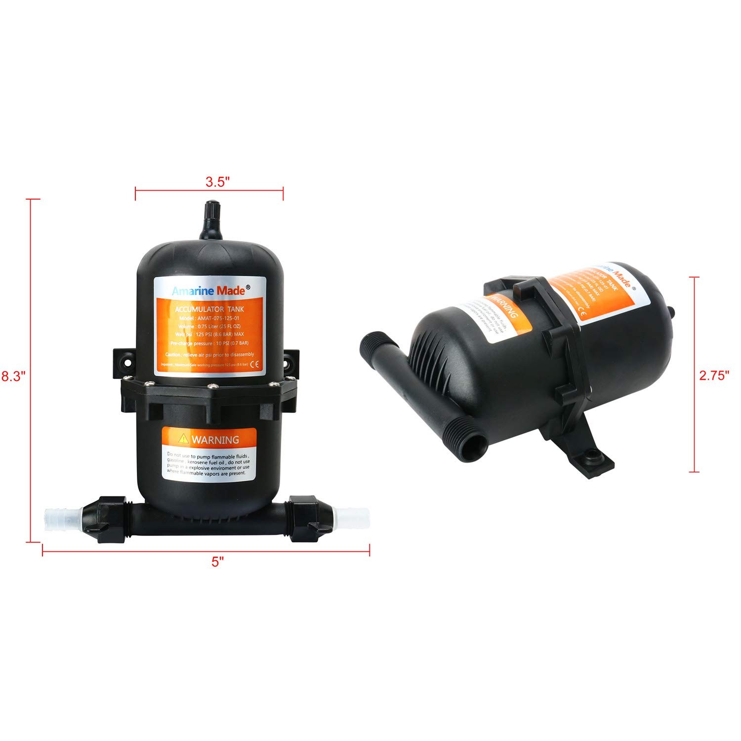 0.75l 125 Psiprepressurized Accumulator Tank Pressure Storage Vessel Hold Water