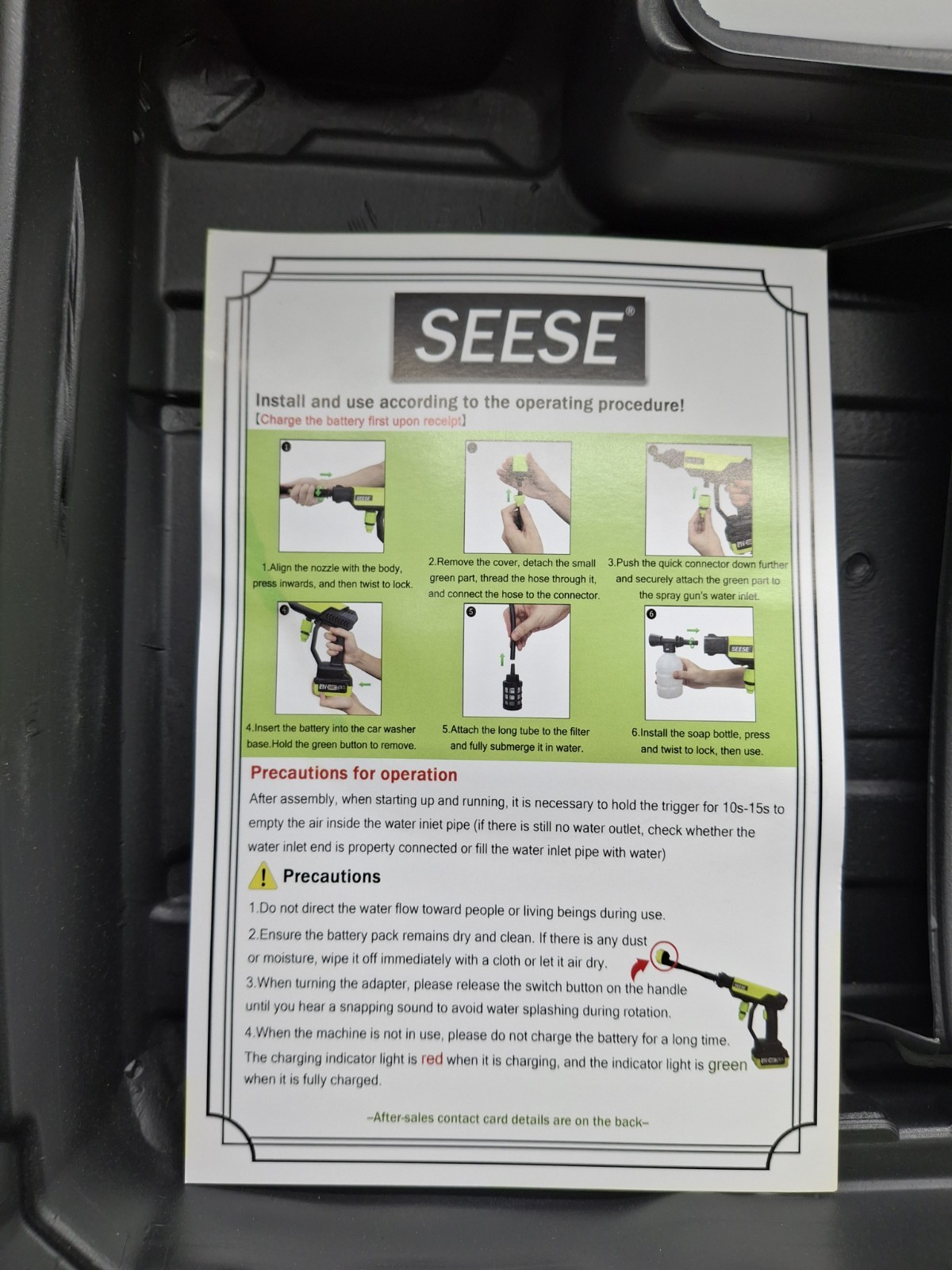 SEESE 800 PSI Water Pressure Washer Cordless Portable Pressurized Hose Car Wash