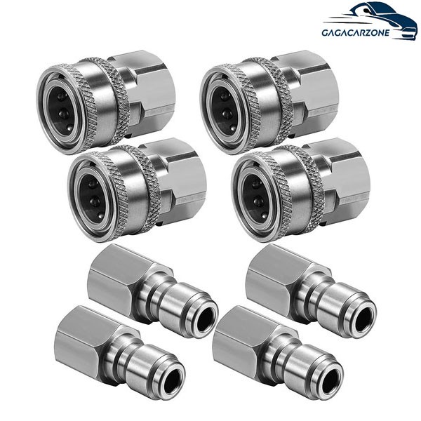 4 Sets NPT 3/8 Inch Stainless Steel Male and Female Quick Connector Kit Pressure