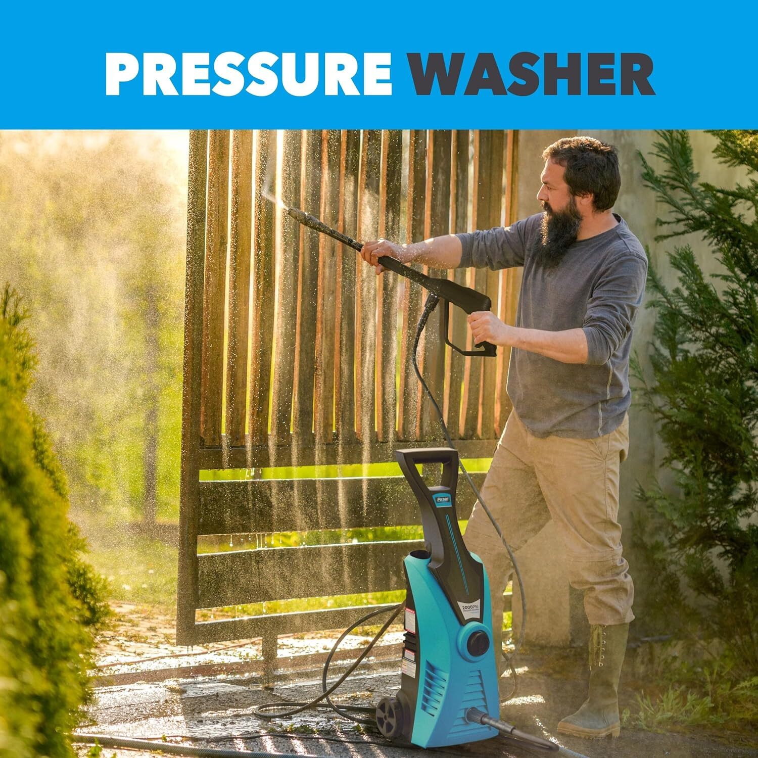 Pulsar PWE2001V Electric Portable High Pressure Washer, PSI 2000, Cleans Cars