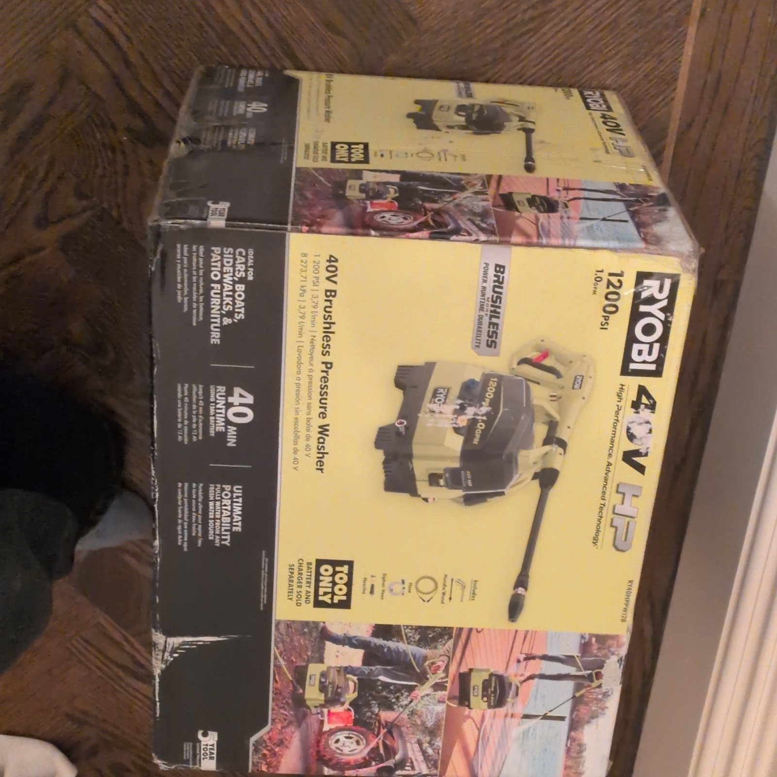 RYOBI 40V HP Brushless 1200 PSI Battery Pressure Washer w/ Gun Wand RY40HPPW12B