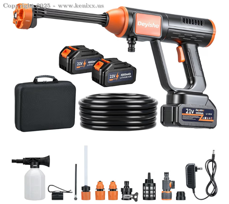Cordless High Pressure Washer with Brushless Motor 2 * 4.0Ah Battery 6-in-1 Nozz