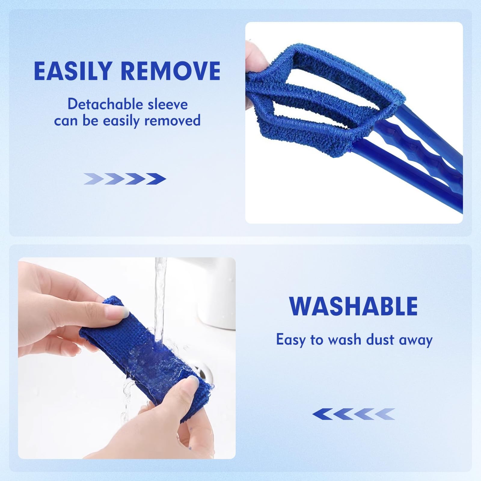 Window Blind Cleaner Duster Brush – 2 Pack with 6 Reusable Microfiber Black