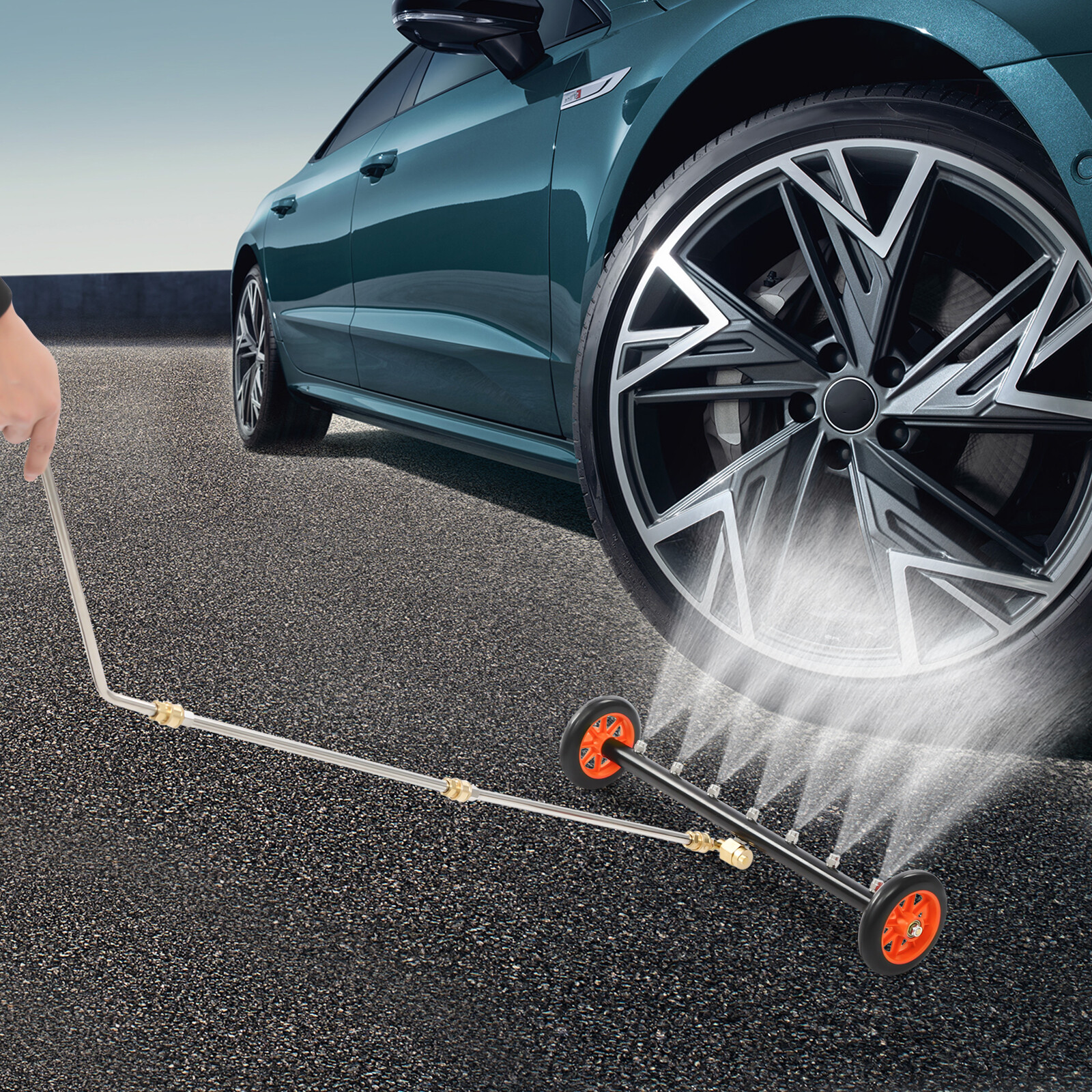 22″ Pressure Power Washer Undercarriage Under Car Cleaner Water Broom w/7 Nozzle