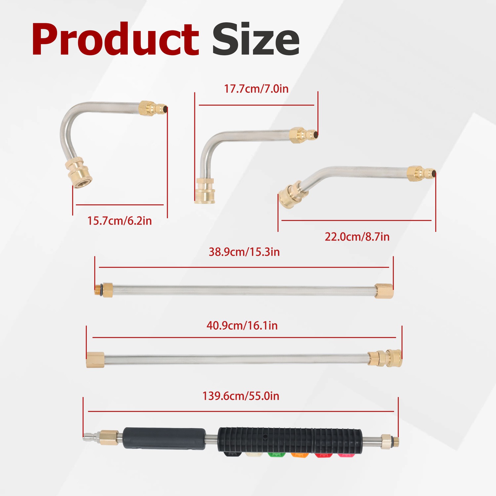9-Piece Set Of High Pressure Water Gun Extension Rod 1/4’’Quick Connect 4000 PSI