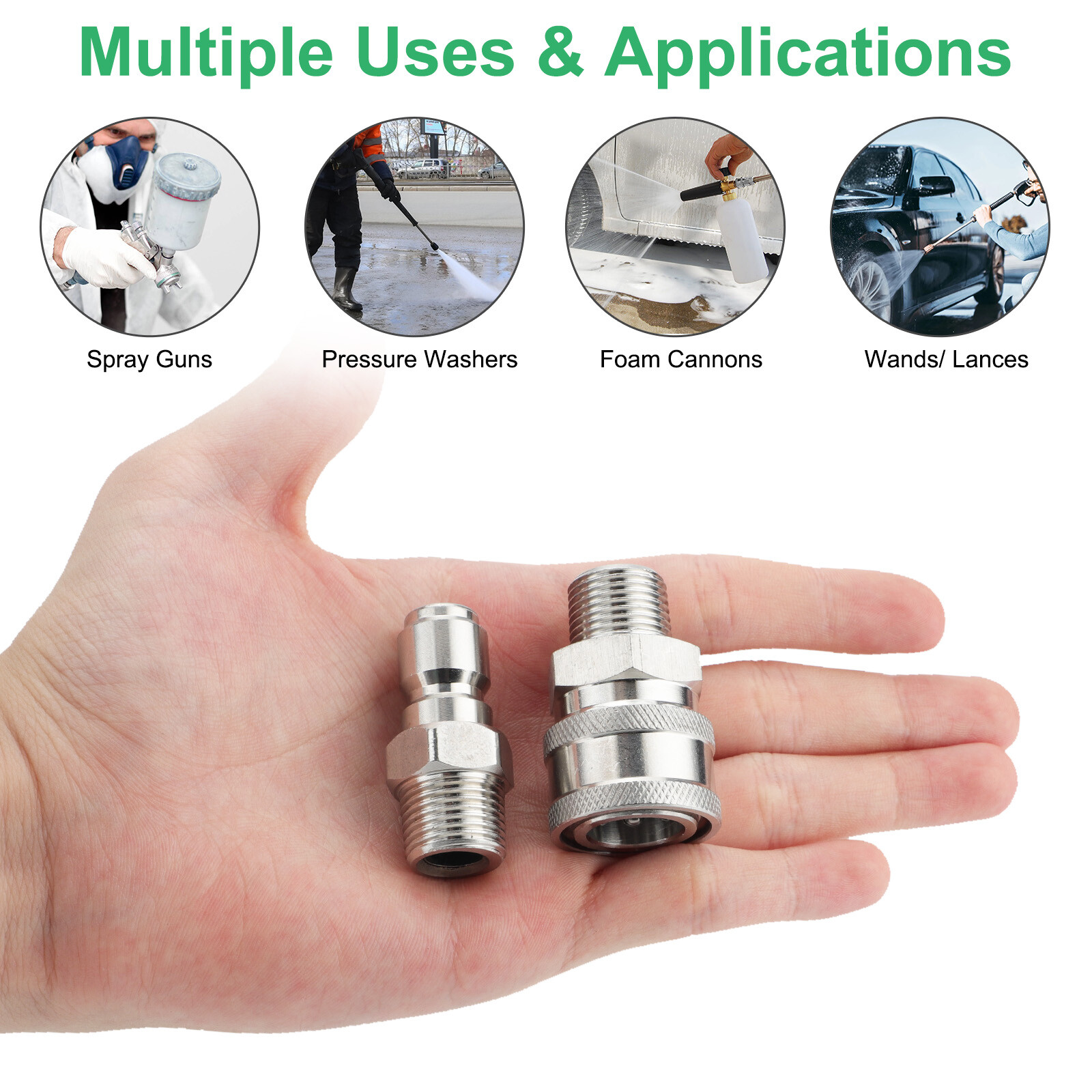 3/8inch Thread Fitting Pressure Washer Quick Connect Stainless Steel Adapter Set