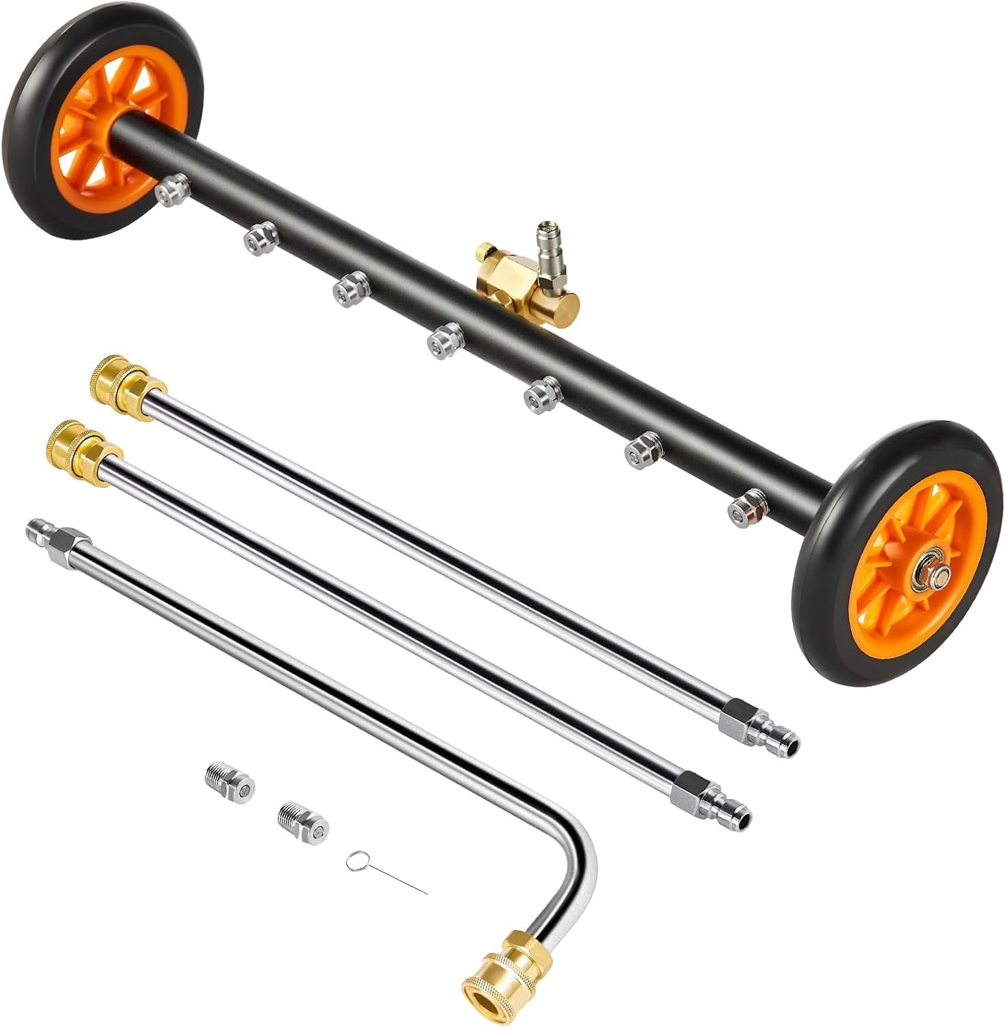 24-Inch Stainless Steel Pressure Washer Undercarriage Cleaner – 4000 PSI, 7 N…